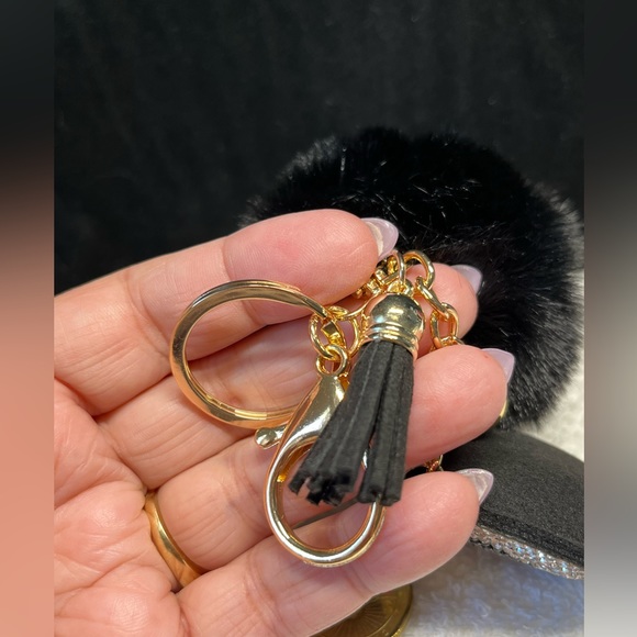 🐾🖤furry purse bling key chain with rhinestone accent-novelty - Picture 5 of 9